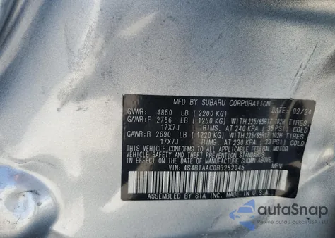 2024 Subaru Outback from USA, damaged, VIN 4S4BTAAC0R3252045